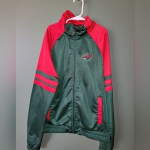 Minnesota wild zip up track jacket size medium red green hockey NHL